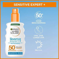 [Bảo vệ toàn diện] Xịt chống nắng Garnier Ambre Solaire Sensitive Expert SPF 50+ dùng toàn thân tuýp 150ml