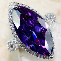Baosina Châu Âu Phong Cách Mỹ Mới Trang Sức Phong Cách Phóng Đại Tím Khí Quyển Mắt Ngựa Nhẫn Zircon Phong Cách Sang Trọng Nhẫn Nữ 10.16