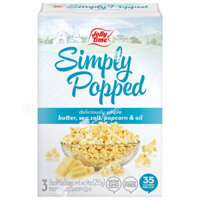 Bắp (Ngô) Nổ Lò Vi Sóng JOLLY TIME Simply Popped Butter Gluten-Free Microwave Popcorn, Hộp 3 Túi, 255g (9 Oz.)