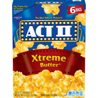 Bắp Rang Nhiều Bơ Tách Béo, Bỏng Ngô Nổ Lò Vi Sóng ACT II Extreme Butter Popcorn, Hộp 468g (6 Túi x 78g)