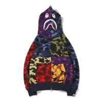 Bape Áo khoác hoodie nhiều lớp họa tiết rằn ri