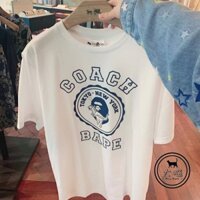 BAPE Áo Thun Ngắn Tay Họa Tiết Đầu Khủng Long Cá Tính Trẻ Trung