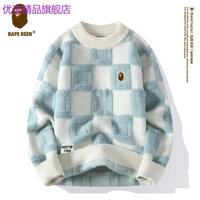 Bape BEEN Cổ Tròn Áo Len Nam Thu Đông Dày Bên Trong Đáy Áo Sơ Mi Thanh Niên Lông Cừu Lót Áo Len Áo Khoác