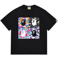 BAPE Mới Áo Thun Ngắn Tay Cổ Tròn Họa Tiết Rằn Ri Cho Nam Và Nữ