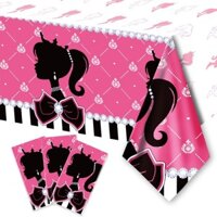 Barbie Girls Khăn trải bàn dùng một lần Chủ đề công chúa màu hồng Tiệc sinh nhật Khăn trải bàn 108x180cm