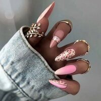 Barbie Hồng Cô Gái Trái Tim Da Báo In Hình Làm Móng Tay Ngọt Ngào Nóng Phong Cách Cô Gái Đeo Móng Tay Niche Móng Tay Giả Vừa Sản Phẩm Mới100313