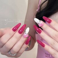 Barbie Kitty | Làm thủ công mùa xuân và mùa hè hồng đỏ Hello Kitty nơ khổng lồ làm móng trắng có thể tháo rời