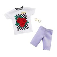 Barbie Thời Trang Búp Bê Ken Fashion Rose Print Top Shorts Sunglasses