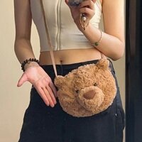Barcelona Gấu Shoulde Túi Hoạt Hình Dễ Thương Sang Trọng Búp Bê Nhồi Bông Đầu Gấu Túi Nữ Đeo Ngang Túi Bảo Quản Ba Lô