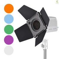 Barn Door NiceFoto SN-33 Đèn chụp ảnh Barn Door Barndoor với lưới tổ ong 5 bộ lọc màu cho Mini Bowen Mount Compact COB Video Lights Studio Portr Came-211