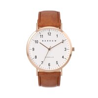 Barrow Petite 34mm Rose Gold Watch with Tan Italian Leather and Rose Gold Mesh Strap