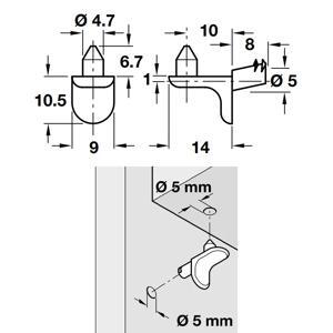 Bas đỡ kệ bằng hợp kim kẽm Hafele 282.24.720