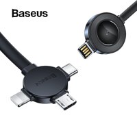 Baseus 0.18M Tất Cả Trong Một Sạc Không Dây Cáp Cho iPhone Type-C Micro USB 4in1 USB Các Loại Cáp Sạc Dây Cho Apple Watch Dòng 4 3 2