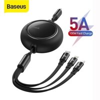 Baseus 100W 3 in 1 Retractable Fast Charging Cable For iPhone 12 Macbook Samsung