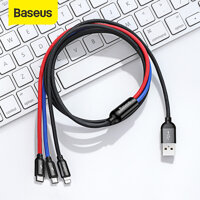 Baseus 3in1 USB Cable for Mobile Phone Micro USB Type-C Charger Cable for iPhone Samsung HuaWei Xiao Mi ViVO 30cm/120cm USB Cable for Microphone LazadaMall