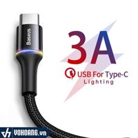 Baseus LV388 | Cáp Sạc Nhanh Siêu Bền HaLo Data Type C 3A, Quick charge 3.0, LED Light indicator
