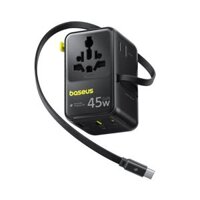 Baseus PicoGo AG11 Universal Travel Adapter with Retractable Cable 2AC+2U+2C 45W – BLACK