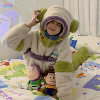 Basguangnian Cặp Đôi Bộ Đồ Ngủ Nữ Thu Đông Coral Fleece Hood Homewear Suit