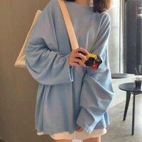 Basic Tee - Áo Thun Trơn Tay Dài SmileZ Unisex Form Rộng Nam Nữ Phong Cách Ulzzang dễ thương - Xanh biển baby