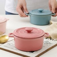 Bát ăn cho bé, bát ăn dặm có nắp cho bé ramenkin, Bát Sứ Chưng Yến, Tô Sứ nắp đậy dễ thương 440ml, Nồi Sứ Mini