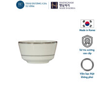 Bát ăn cơm 11cm trắng sứ tro xương viền bạc Hàn Quốc Haengnam 10040