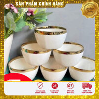 Bát ăn cơm 6 cái kèm 6 đôi đũa bát viền vàng sang trọng làm quà tặng có hộp bảo vệ