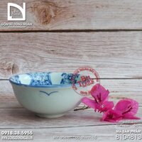 Bát ăn cơm hoa chanh cổ bộ bát chiết yêu Bát Tràng giả cổ