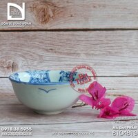 Bát ăn cơm hoa chanh cổ bộ bát chiết yêu Bát Tràng giả cổ