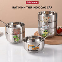 Bát ăn cơm inox 304 dành cho bé chống nóng cao cấp hình thú dễ thương - MiuHome