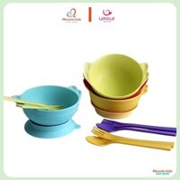 Bát ăn dặm đế hít Uinlui cho bé 12m+, bát ăn chất liệu nhựa sinh học mía cho trẻ - Monnie Kids