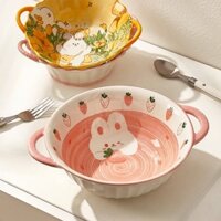 Bát Ăn Mì Bằng Sứ Hình Thỏ Và Dâu Tây Cỡ Lớn Dễ Thương
