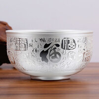 Bát Baifu Chắc Chắn 999 Bạc Nấu Đũa Bạc Thìa Bạc Bộ Ba Mảnh Bạc Nguyên Chất Bộ Đồ Ăn Bạc Đồ Trang Trí 11.10