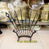 Bát bửu, chấp kích, 8 binh khí bày trên bàn thờ, đình chùa, cao 35cm, đồ đồng thờ cúng, giá bán bát bửu, giá bộ bát bửu