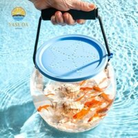 Bát cá tròn LARGLO, Bể cá để bàn siêu trong suốt có thể tháo rời, Vỏ silicon trang trí chống vỡ 360 độ Xem xe tăng Trang trí để bàn