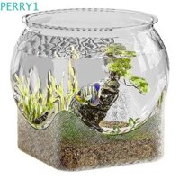 Bát cá tròn PERRY, Bể cá để bàn có thể tháo rời siêu rõ ràng, Nhựa bền trang trí S M L Bể xem Trang trí máy tính để bàn