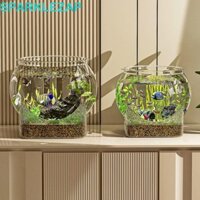 Bát cá tròn SPARKLELAP, Bể cá để bàn siêu trong suốt có thể tháo rời, Bát cá vàng chống vỡ S M L Trang trí để bàn Trang trí máy tính để bàn bể cá nhỏ