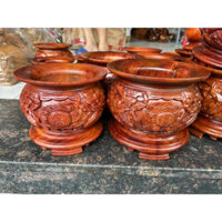 Bát cắm nhang - Lư hương gỗ hương chạm rồng nguyên khối -Nhiều cỡ