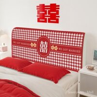 Bạt che đầu giường màu đỏ mới cho phòng cưới, bạt che bụi đầu giường toàn diện, phổ biến và có thể giặt được