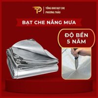 Bạt che mưa nắng PE Dày dặn - Xám bạc - May viền đóng khoen sẵn - Kích thước 3m x 5m và 4m x 5m