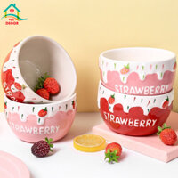 Bát Chè Strawberry,bát ăn cơm-tào phớ-thạch dễ thương màu đỏ hồng Decor,chén sứLilyDecorHome