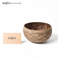 Bát Chén gáo Dừa chạm khắc hoa văn trang trí ONGTRE dùng ăn Salad, hoa quả dầm - Mẫu 2