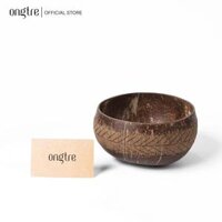 Bát Chén gáo Dừa chạm khắc hoa văn trang trí ONGTRE dùng ăn Salad, hoa quả dầm - Mẫu 5