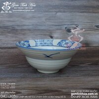 Bát chiết yêu Bát Tràng giả cổ hoa văn vẽ tay - Bát 16cm