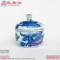 Bát chưng tổ yến men lam cổ vẽ chim phượng Đồ Nội Phủ phục chế