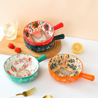 Bát Có Tay Cầm Bằng Gốm Động Vật Sáng Tạo Bát Salad Ăn Sáng Gia Dụng Đáng Yêu Có Tay Cầm