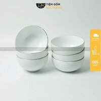 Bát Cơm Chén Sứ Ăn Cơm Trắng Viền Vàng Gốm Sứ Bát Tràng Cao Cấp