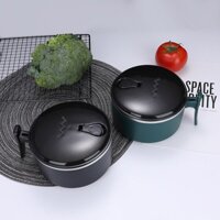 Bát cơm inox văn phòng tiện lợi, Bát up mì có nắp đậy giữ nhiệt kèm tay cầm chống nóng