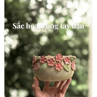 Bát đánh matcha/ Chawan hình hoa