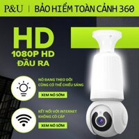 【Bật đèn tự động】P&U camera bóng đèn Camera wifi 360°Xoay V380 1080p Full Ultra-Clear Với thẻ SD