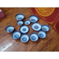 Bát đĩa bát tràng -Bộ Bát Tràngcao cấp  [12 món ] 6 bát ,2 tô, 2 đĩa, 2 chấm